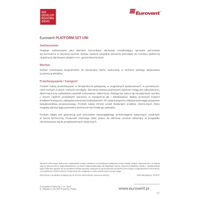 ława kominiarska do pokryć płaskich ława kominiarska Eurovent ława kominiarska montaż